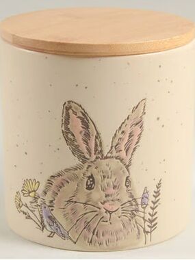 InHomestylez Speckled Evergreen Bunny Ceramic Canister- 5”